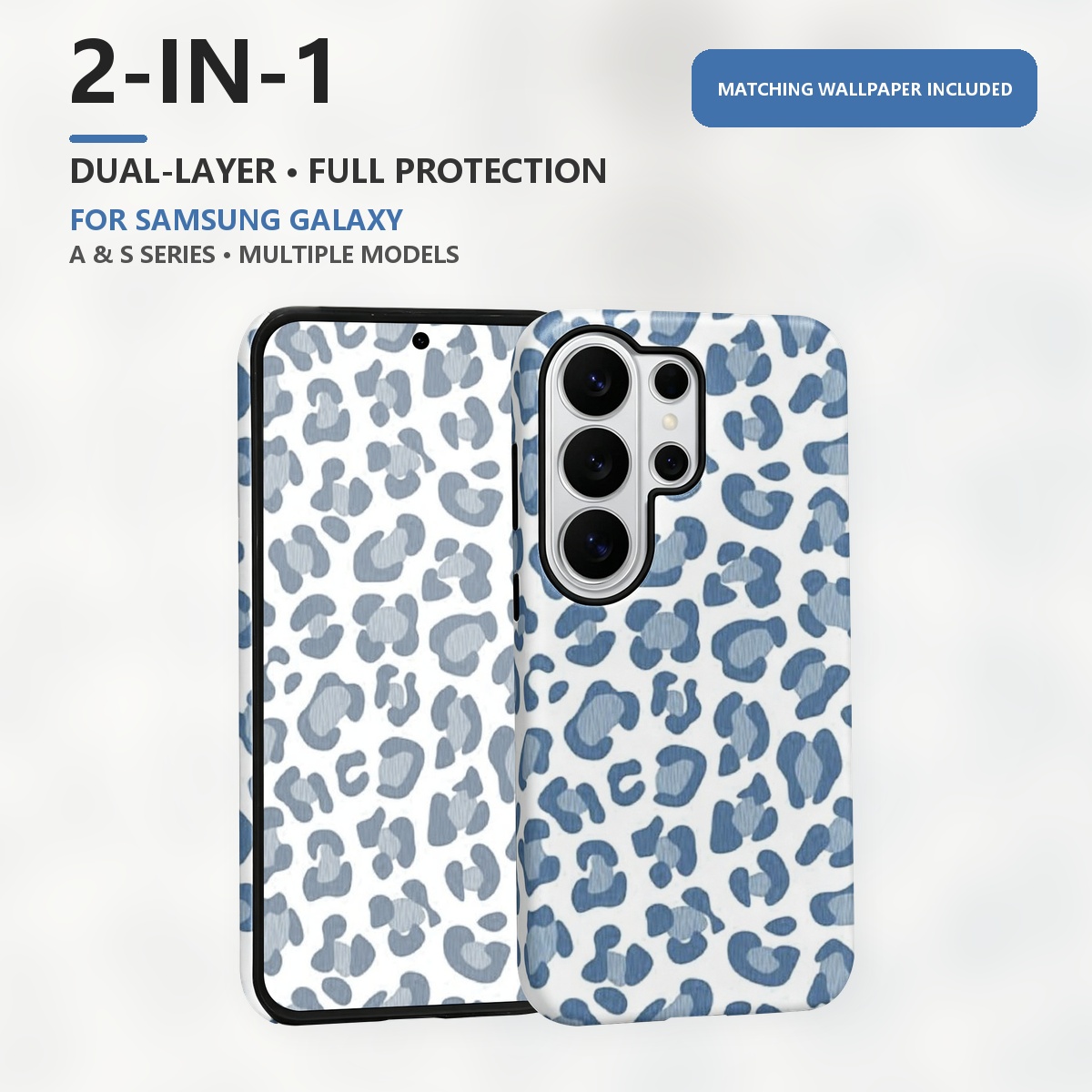 Samsung Galaxy S24 - estampado de leopardo azul 2-in-1 Doble